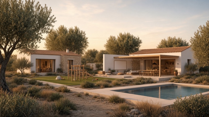 Cuore condiviso: piscina, cinema all’aperto e padiglioni comuni